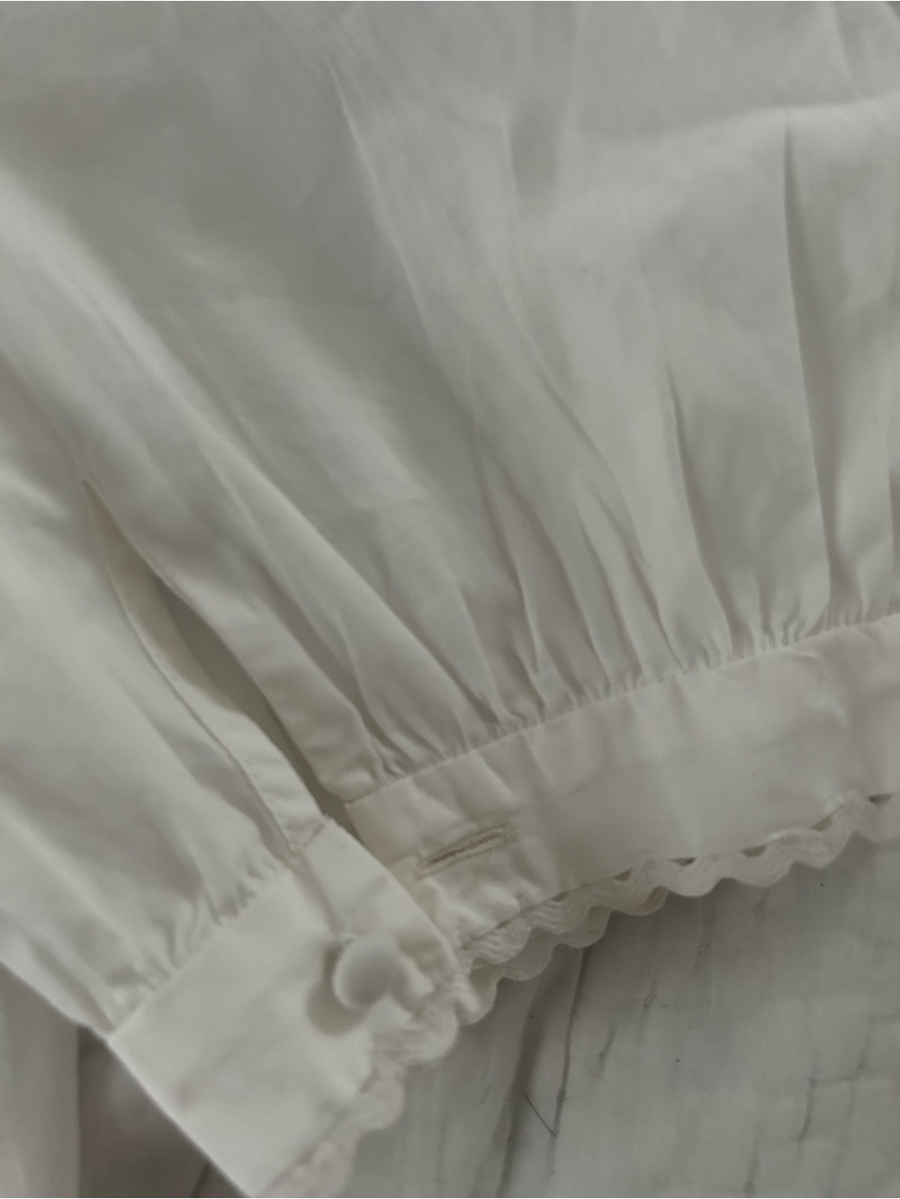 NWT sezane chemise wave Women's White Ruffled Lace-Trim Blouse - Picture 7 of 10